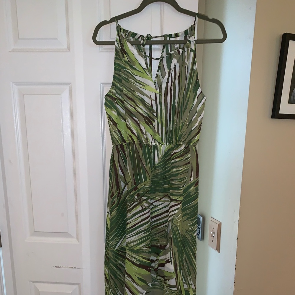 Palm print maxi dress